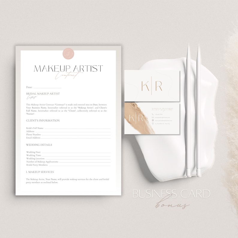 Bridal Makeup Artist Contract Template, Elegant Client Agreement, 5 Page Makeup Business Contract, Makeup Contract for Bride, Canva Template image 8