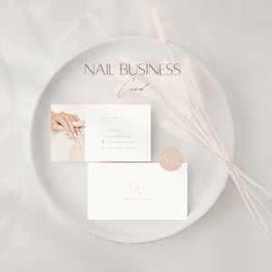 Nagel Visitenkartenvorlage, bearbeitbare Nail Art Salon Info, professioneller Kundenservice, anpassbare Karte, druckbare Canva-Datei