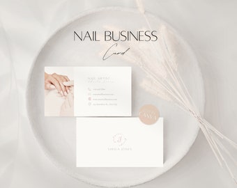 Nail Business Card Template, Editable Nail Art Salon Info, Professional Client Service Appointment, Customizable Card, Printable Canva File