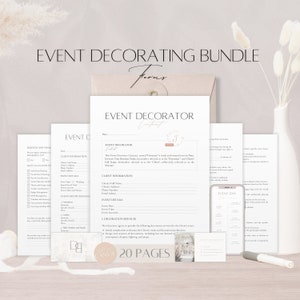 Pacchetto moduli per decoratori di eventi, contratto aziendale di decorazione modificabile, servizio clienti professionale, modulo di noleggio decorazioni per matrimoni, modello Canva