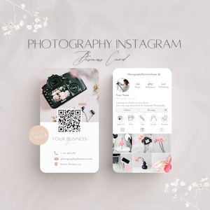 Fotografie Instagram Visitenkartenvorlage, bearbeitbare Fotodienst-Info, professionelles Fotografenstudio-Datei, Social Media QR-Code Canva