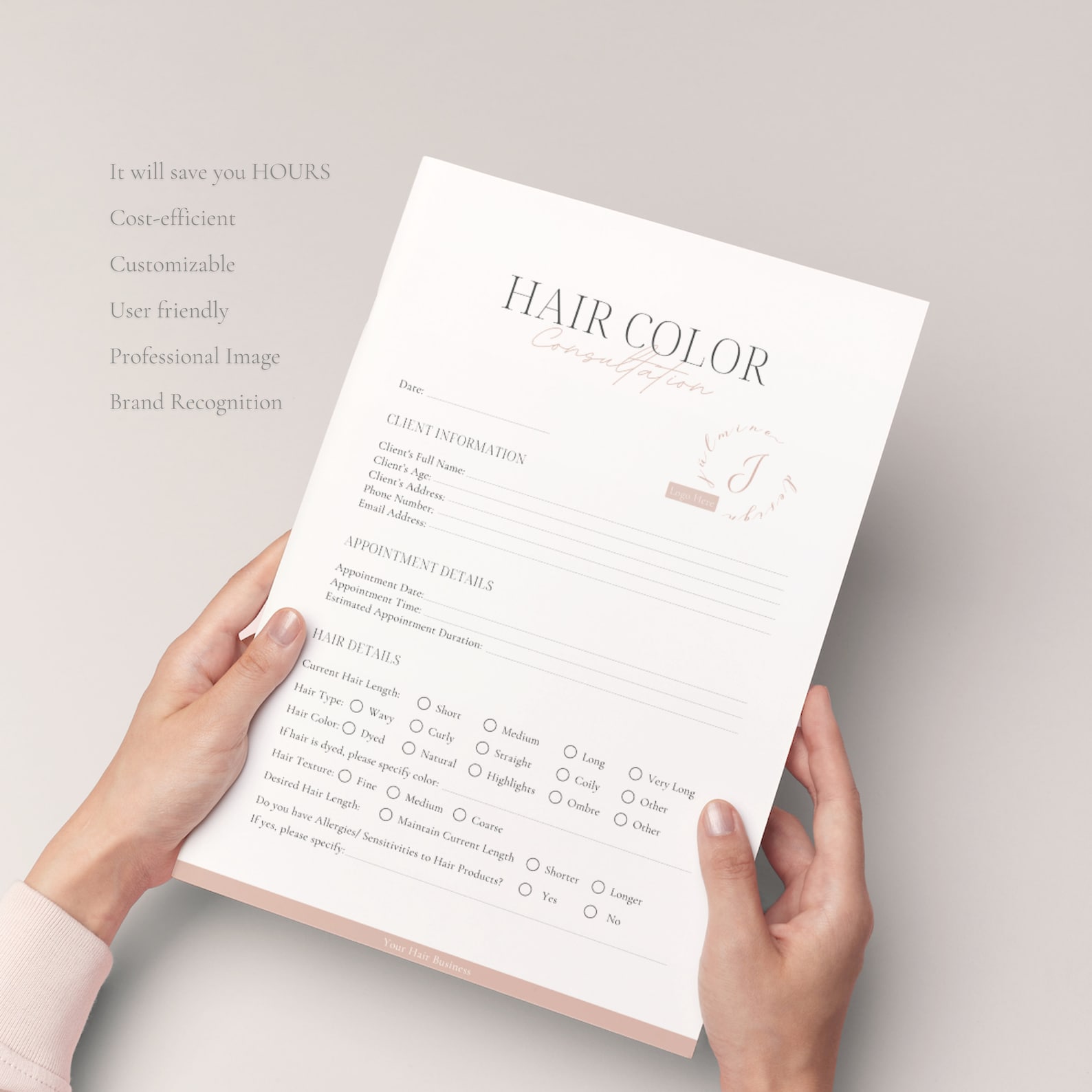 Color Form Checklist Hair Color Consultation Form, Editable Client Hair Coloring Services ...