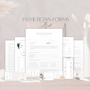 Kosmetikerin Forms Bundle, bearbeitbare Gesichtsbehandlungsvereinbarung, professionelle Salon-Service-Tools, Geschäftseinwilligung für Hautpflege, Canva-Vorlagen