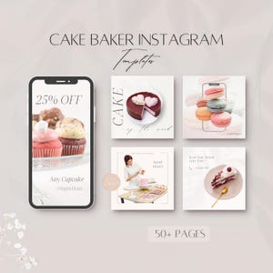 Kuchen Instagram Vorlagen, Bäckerei Business Social Media Posts, Professionelles IG Bundle, Cake Baker Shop Stories Highlights Paket, Canva File