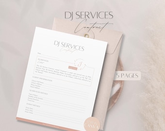 DJ Services Contract Template, Editable Event DJ Contract, Professional Client Service Agreement, Disk Jockey Canva Template for DJ Business