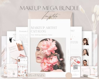 Makeup Artist Mega Bundle Templates, Editable Beauty Services Contract, Professional Client Agreement Forms, Brochure Care Card, Canva Files