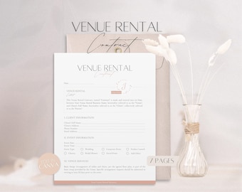 Venue Rental Contract Template, Editable Wedding Venue Contract, Professional Client Service Agreement, Event Planning Business Canva Form