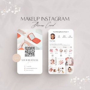 Maskenbildner Instagram-Visitenkarte, bearbeitbare Mua Studio-Info, professionelle Beauty-Services-Doc, Social-Media-QR-Code-Datei, Canva-Vorlage
