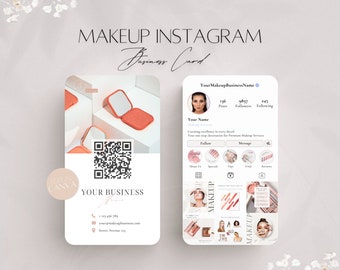 Makeup Artist Instagram Business Card, Editable Mua Studio Info, Professional Beauty Services Doc, Social Media QR Code File, Canva Template