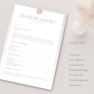 Bridal Makeup Artist Contract Template, Elegant Client Agreement, 5 Page Makeup Business Contract, Makeup Contract for Bride, Canva Template image 6