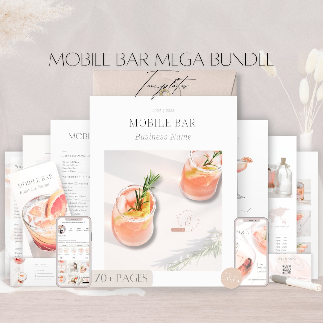 Mobile Bar Mega Bundle Templates, Editable Bartender Contract ...