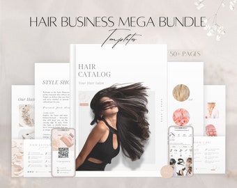 Hairdressing Mega-Bundle Templates, Editable Hairstylist Catalog, Professional Hair Client Agreement, Hair Salon Service Forms, Canva Guides