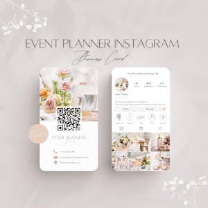 Ereignisplaner Instagram Visitenkarte Vorlage, bearbeitbare IG Visitenkarte, professionelle Social Media QR-Code-Datei, Canva Event Services Info