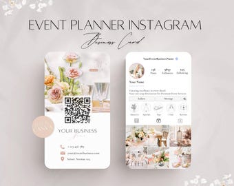Event Planner Instagram Business Card Template, Editable IG Business Card, Professional Social Media QR Code File, Canva Event Services Info