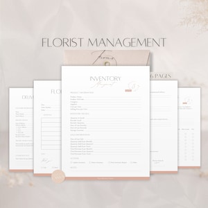 Puede incluir: Una hoja de gestión de inventario imprimible para floristas. La hoja incluye secciones para información del producto, detalles del inventario, información de ventas y acciones. La hoja está diseñada para ayudar a los floristas a realizar un seguimiento de su inventario y ventas.