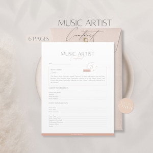 Music Artist Contract Template, Editable Musician Business Agreement, Professional Client Music Service Document, Live Performance Canva Doc