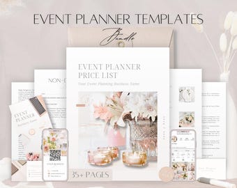 Event Planner Templates Bundle, Editable Event Planning Contract, Wedding Services Forms, Business Agreement Doc, Canva Coordinator Brochure