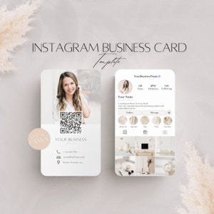2024 Instagram-sjabloon voor visitekaartjes, bewerkbare kleine bedrijven Beige Doc, professionele sociale media QR-codekaart, afdrukbare Canva-sjabloon
