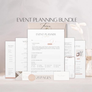 Bundelformulieren voor evenementenplanning, bewerkbaar zakelijk contract voor evenementenplanner, professionele bruiloftservicetools, aangepast klantdocument, Canva-sjabloon