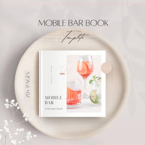 Modello di libro quadrato per bar mobile, presentazione di servizi minimalisti, catalogo aziendale modificabile per bar, lookbook professionale, guida per il cliente Canva