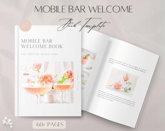 Mobile Bar Welcome Book Template, Minimalist Services Presentation, Editable Bar Business Catalog, Professional Magazine, Canva Client Guide