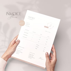 May include: A minimalist invoice template with a light brown color scheme. The invoice number is 01234567. The invoice includes a description, quantity, price, and total. The company details include the company address, city, state, zip code, phone number, and email address. The invoice also includes a thank you message.