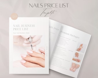 Nail Price List Template, Editable Nail Art Salon Pricing Guide, Professional Client Nails Business Services File, Printable Canva Menu File