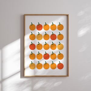 oranges pattern art print • printable wall art  • modern kitchen decor • citrus fruit illustration • clementine poster • instant download