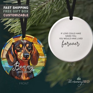 Pet Memory Ornament, Dachshund Ornament, Dog Ornament, Pet Loss, Pet Memory, Grief, Gift for friend, Dachshund Gift, Weiner Dog Gift