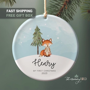 Baby's First Christmas Ornament, Baby's 1st Christmas, Deer, Fox, Bear, Woodland First Ornament