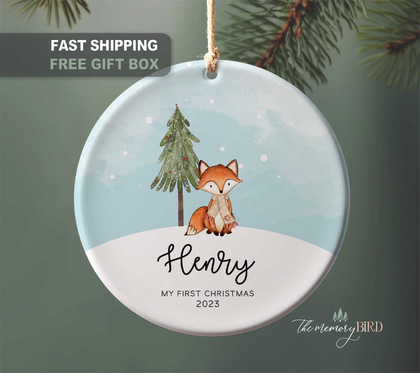 Baby's first hotsell christmas fox ornament