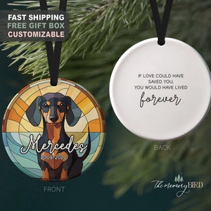 Pet Memory Ornament, Stained Glass Ornament, Dachshund Ornament, Dog Ornament, Pet Loss, Pet Memory, Grief, Gift for friend, Dachshund Gift