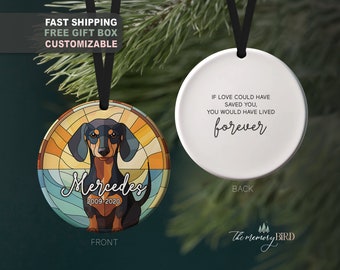 Pet Memory Ornament, Stained Glass Ornament, Dachshund Ornament, Dog Ornament, Pet Loss, Pet Memory, Grief, Gift for friend, Dachshund Gift