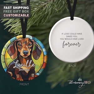 Pet Memory Ornament, Stained Glass Ornament, Dachshund Ornament, Dog Ornament, Pet Loss, Pet Memory, Grief, Gift for friend, Dachshund Gift