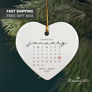 Wedding Day Ornament, Married Ornament, Calendar Ornament