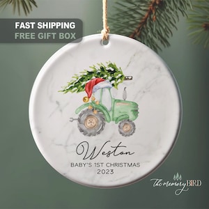 Décoration de Noël pour bébé, Tracteur pour arbre de Noël, Tracteur mignon, 1er Noël de bébé, Tracteur vert, Décoration de Noël pour tracteur