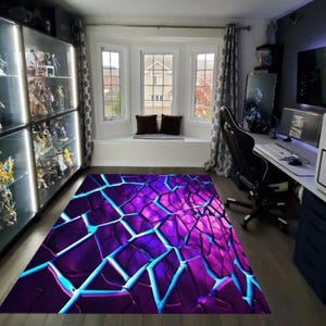 Neon Rug, Cool Rug, Gaming Illusion Rug, Gaming Room Rug, E-Spor Rug, Neon Look Rug, Colorfull Rug, Teen's Rug, Gamer Rug, Boy Room Rug