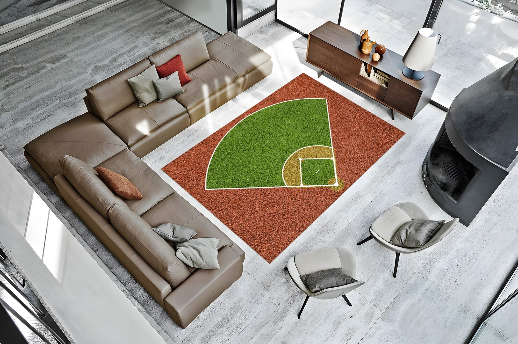 Baseball Rug Drawing Baseball Rug, Baseball Field Rug, Kids Room Decor, Gift for Boys ...