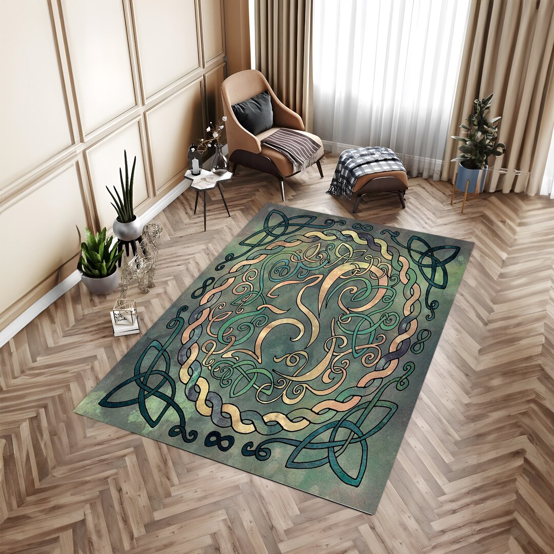 Fashion Rug Green Rug, Abstract Rug, Living Room Decor, Cool Carpet, Modern Art Rug ...