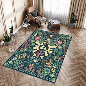 Zelda Rug, Legend Of Zelda Rug, Retro Game Theme, Kids Room Rug, Gamer Rug, Gaming Room Decor, AI Art Room Decor, Underchair Rug, Chair Mat