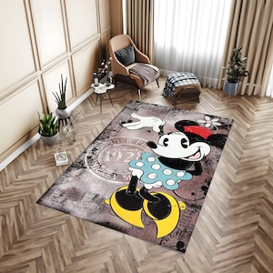 Micky Maus Teppich, Cartoon Thema Teppich, Kinderzimmer Teppich, Wohnkultur, Geschenk für Mädchen, Geburtstagsgeschenk, Teppich für Kinderzimmer, personalisiertes Geschenk