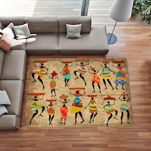 African Girl Rug, Ethnic Theme Rug, Fashion Rug, Living Room Decor, Salloon Rug, Area Floor Rug, Cool Room Decor, Office Rug, Art Carpet