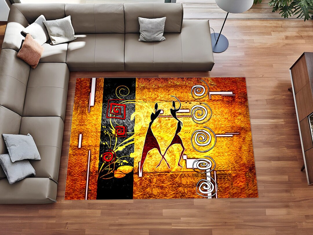 African Art Rug, Ethnic Dancers, Living Room Carpet - Etsy