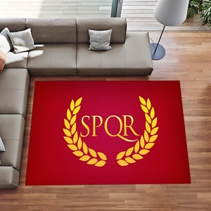 Roman Empire Rug, SPQR Rug, Flag Rug, History Themed Rug, Ancient Rome Rug, Red Rug, Gift For Him Her, Fashion Rug, Area Rug,For Living Room