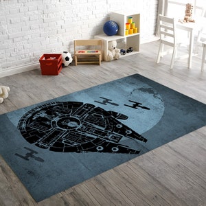Starwars Rug, Star Wars Rug, Millenium Falcon Rug, Space Ship Rug, Kids Room Decor, For Children, Blue Rug, Personalized Gift, Room Decor