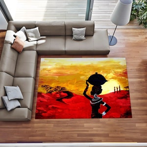 African Girl Rug, Ethnic Theme Rug, Fashion Rug, Living Room Decor, Salloon Rug, Area Floor Rug, Cool Room Decor, Office Rug, Art Carpet