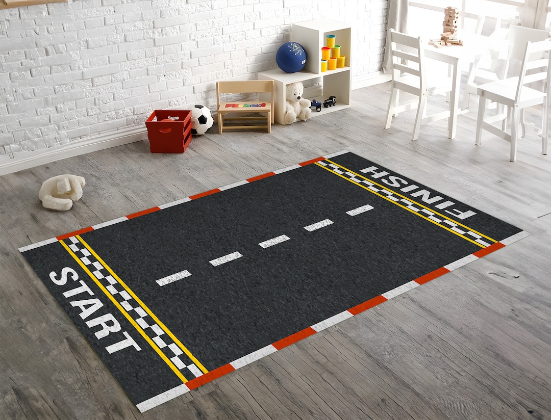 Race Track Rug, Road Rug, Car Track Rug, Kids Room Decor, Gift for