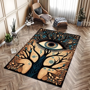 Life Tree Rug, Eye Rug, All Seeing Eye Rug, Eye Of The Ra, Modern Art Rug, Office Carpet, Living Room Rugs, Personalized Rug, Home Decor