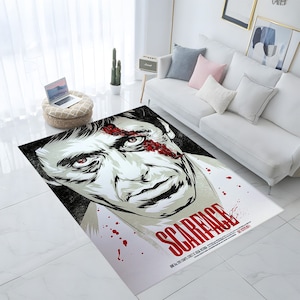 Scarface Rug, Tony Montana Rug, Mafia Theme Rug, Cool Rug, Living Room Decor, Salloon Rug, Area Rug, Cool Room Decor, Office Rug, Modern Art