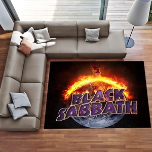 Black Sabbath Rug, Metal Music Rug, Rock N Roll Rug, Musician Room Decor, Boys Room Carpet, Retro Music Band Rug, Gift For Him Her,Floor Rug